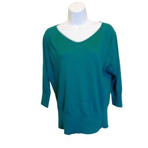 Women's Ann Taylor Loft Green 3/4 Sleeve Shirt Sz. M